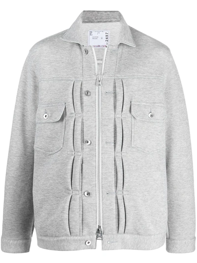 Shop Sacai Dual-fastening Cotton-blend Jacket In Grey