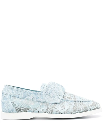 Shop Le Silla Floral Lace Loafers In 198 Blue
