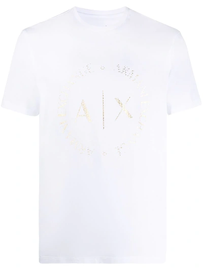 Shop Armani Exchange Logo-print Cotton T-shirt In White