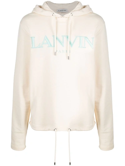 Shop Lanvin Logo-print Hoodie In Neutrals