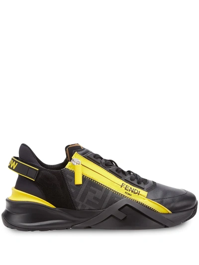 Shop Fendi Flow Low-top Sneakers In Black ,yellow