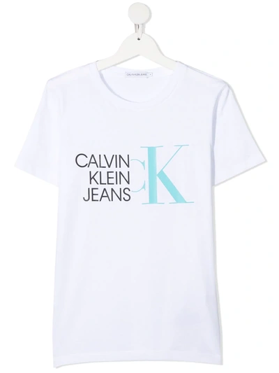 Shop Calvin Klein Logo-print T-shirt In White
