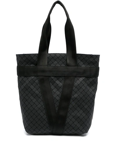 Shop Bottega Veneta Intrecciato Pattern Tote Bag In Black