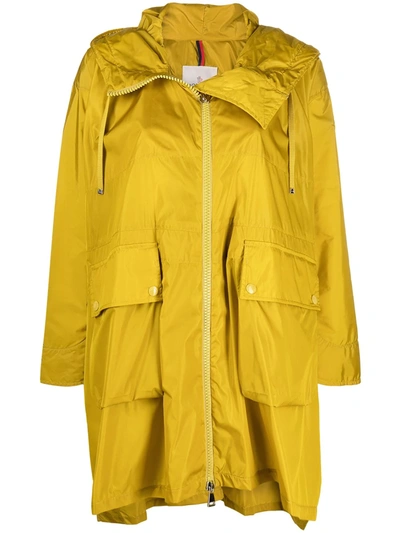Shop Moncler High-low Rain Coat In Yellow