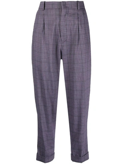 Shop Isabel Marant Étoile Check-pattern Tapered Trousers In Purple