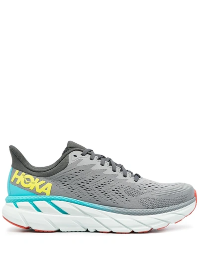 Shop Hoka One One Clifton 7 Running Sneakers In Grey