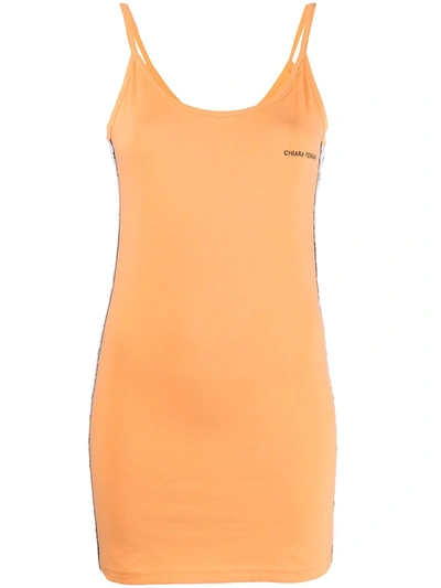 Shop Chiara Ferragni Logomania Logo-tape Tank Dress In Orange