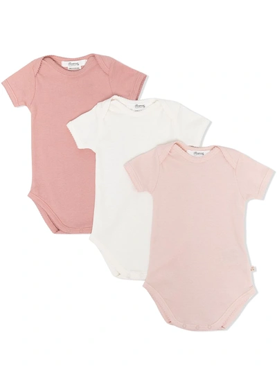 Bonpoint Pink & Ivory Cotton Bodyvests (3 Pack) In White