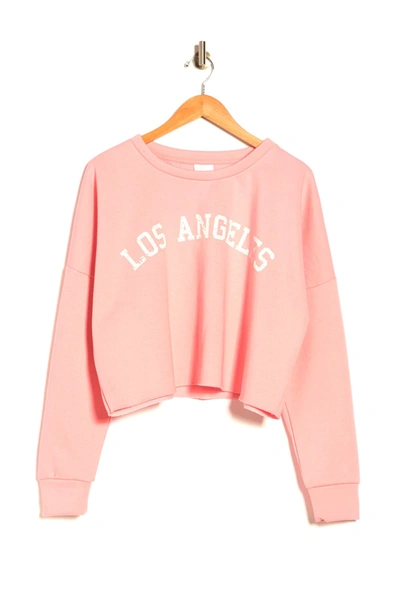 Shop Abound State Print Cropped Fleece Pullover In Pink Los Angeles
