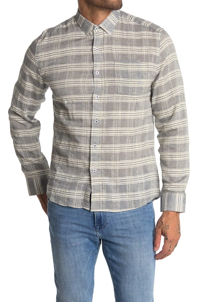 Shop Impatient Wolves Sea Stripe Long Sleeve Button Down Shirt In Gray