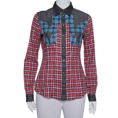 Pre-owned Just Cavalli Red & Black Contrast Patch Pocket & Collar Detail Shirt S In Multicolor