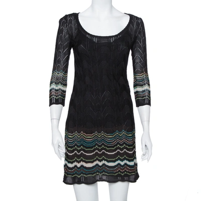 Pre-owned Missoni M  Black Perforated Wool Knit Sheath Dress S