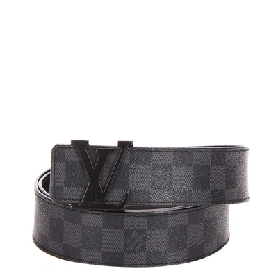 Pre-owned Louis Vuitton Black Damier Graphite Canvas Initiales Belt