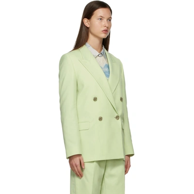 Shop Acne Studios Green Wool Double-breasted Suit Blazer