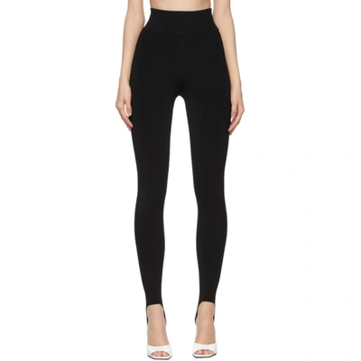 Shop Victoria Beckham Black Rib Knit Leggings In 6947 Black