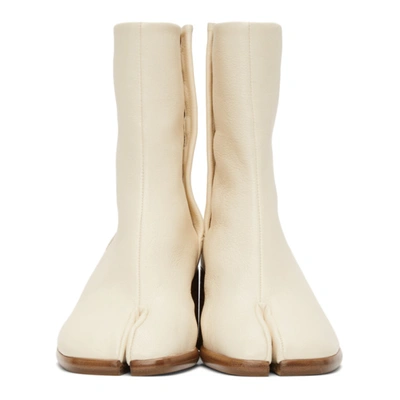 Shop Maison Margiela White Mid Heel Tabi Boots In T1003 White