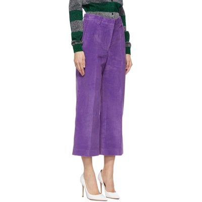 Shop Victoria Beckham Purple Corduroy Trousers In 6973 Purple