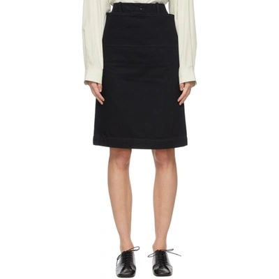 Shop Lemaire Black Denim Straight Miniskirt In 999 Black