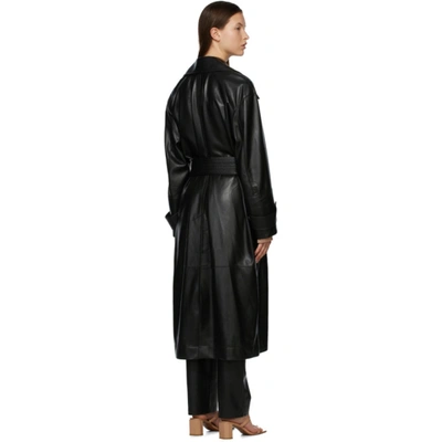 Shop Nanushka Black Vegan Leather Amal Trench Coat