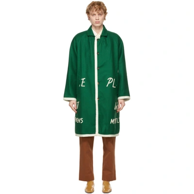Shop Bode Green 'garfield Downs' Blanket Coat