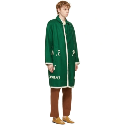 Shop Bode Green 'garfield Downs' Blanket Coat