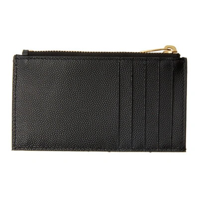 Shop Saint Laurent Black Zipped Fragment Card Holder In 1000 Black