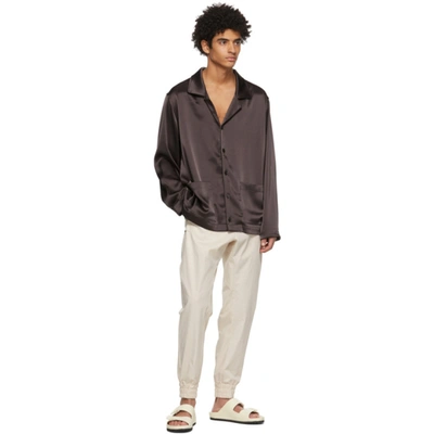 Shop Nanushka Brown Satin Pj Shirt In Espresso