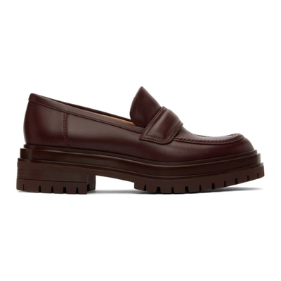 Shop Gianvito Rossi Burgundy Argo Loafers In Royale