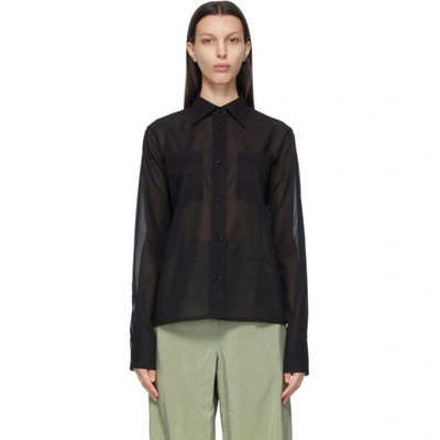 Shop Lemaire Black New Pointed Collar Shirt In 999 Black