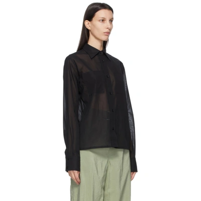 Shop Lemaire Black New Pointed Collar Shirt In 999 Black
