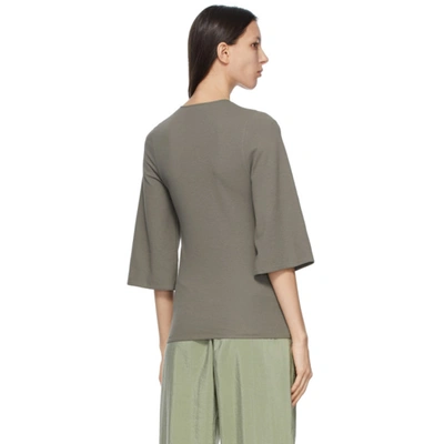 Shop Lemaire Grey Crêpe Jersey Three-quarter Sleeve T-shirt In 934 Granite Grey