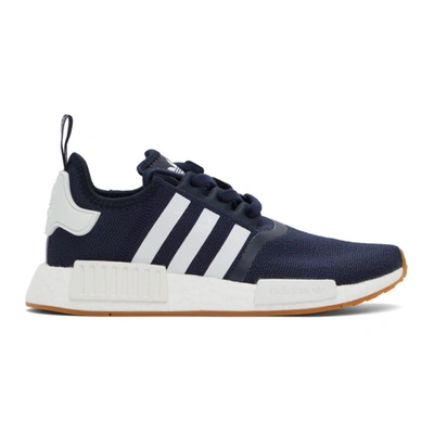 Shop Adidas Originals Navy Nmd_r1 Sneakers In Black/white