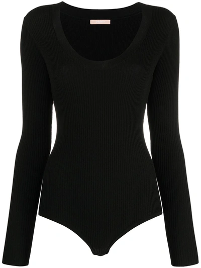 Shop 12 Storeez Ribbed Long-sleeve Body In Black