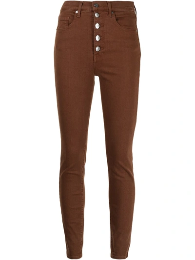 Shop Veronica Beard Maera High-waisted Skinny Jeans In Brown