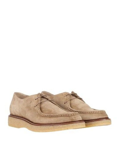 Shop Tod's Man Lace-up Shoes Sand Size 7 Soft Leather In Beige