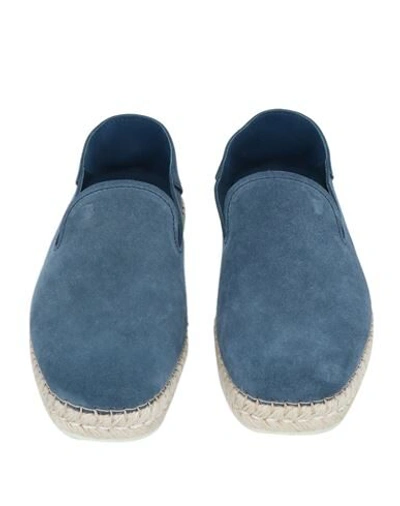 Shop Tod's Man Espadrilles Slate Blue Size 8.5 Soft Leather