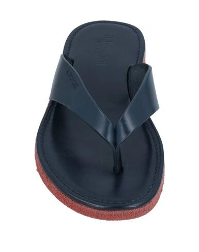 Shop A.testoni Toe Strap Sandals In Dark Blue