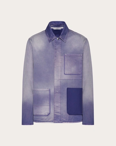 Shop Valentino Uomo Shaded Purple Denim Jacket