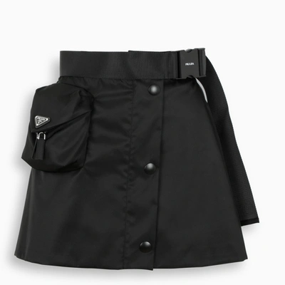 Shop Prada Black Flared Gabardine Re-nylon Skirt With Pocket