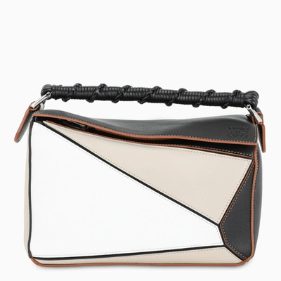 Shop Loewe White/beige/black Small Puzzle Craft Bag