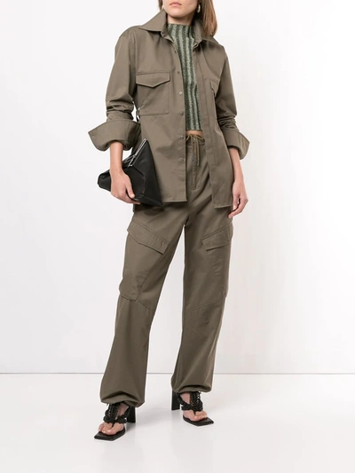 Shop Dion Lee Belted Utility Shirt In Green