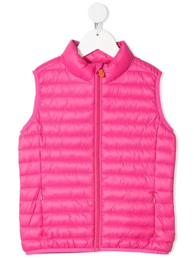 Shop Save The Duck Classic Padded Waistcoat In Pink