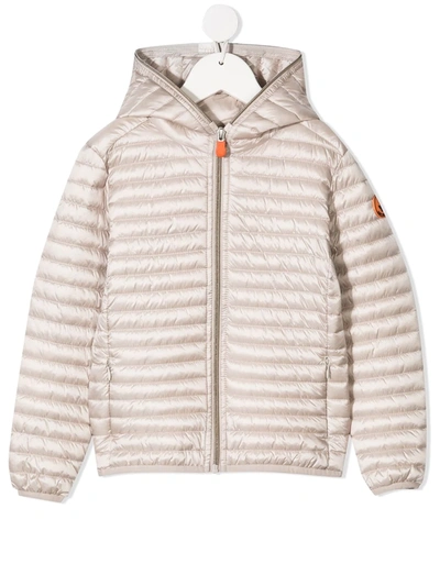 Shop Save The Duck Padded Hooded Jacket In Neutrals