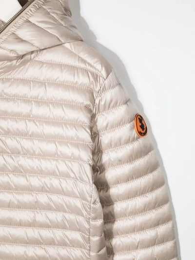 Shop Save The Duck Padded Hooded Jacket In Neutrals