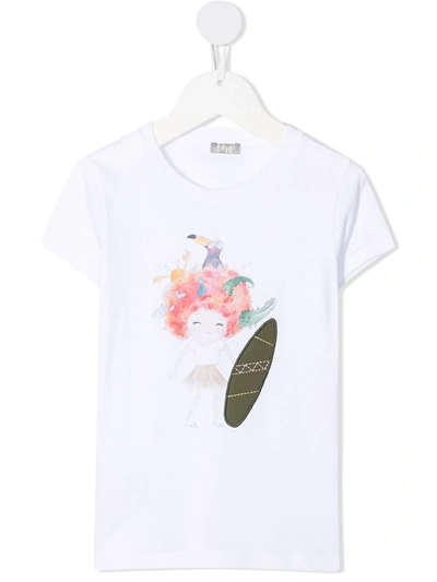 Shop Il Gufo Cartoon-print Cotton T-shirt In White