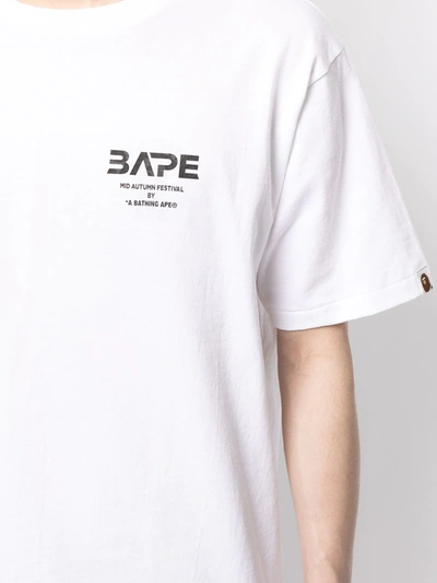 Shop A Bathing Ape Logo Crew-neck T-shirt In White