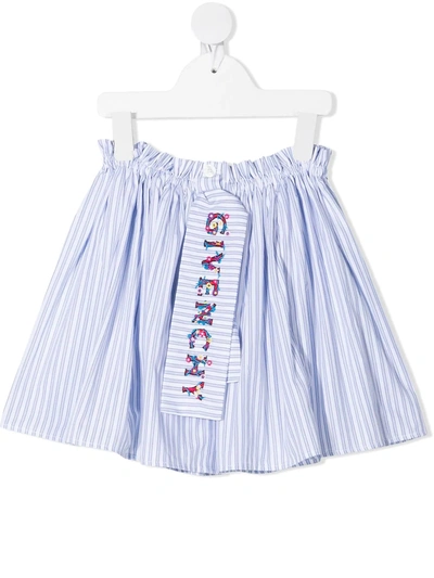 Shop Givenchy Vertical Stripe-print Cotton Skirt In White