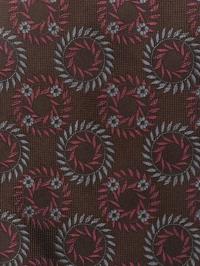 Pre-owned Saint Laurent 1990s Geometric Pattern Silk Scarf In Brown