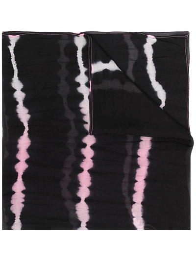 Pre-owned Fendi 2000s Bleach-effect Silk Scarf In Black