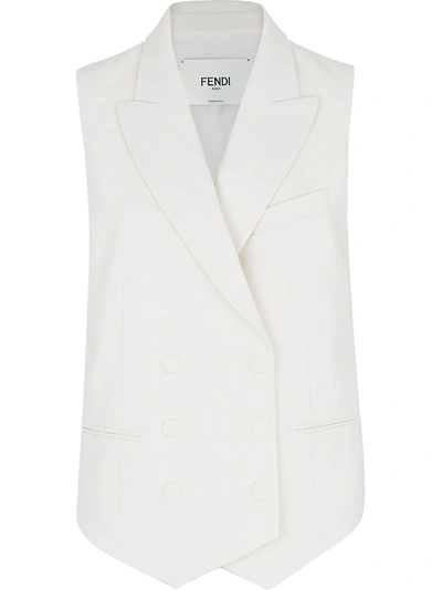 Shop Fendi Double-breasted Sleeveless Jacket In White